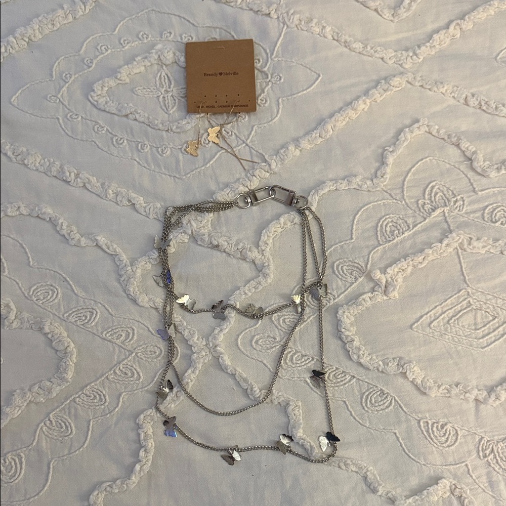 Brandy Melville Silver Multi-Layer Butterfly set